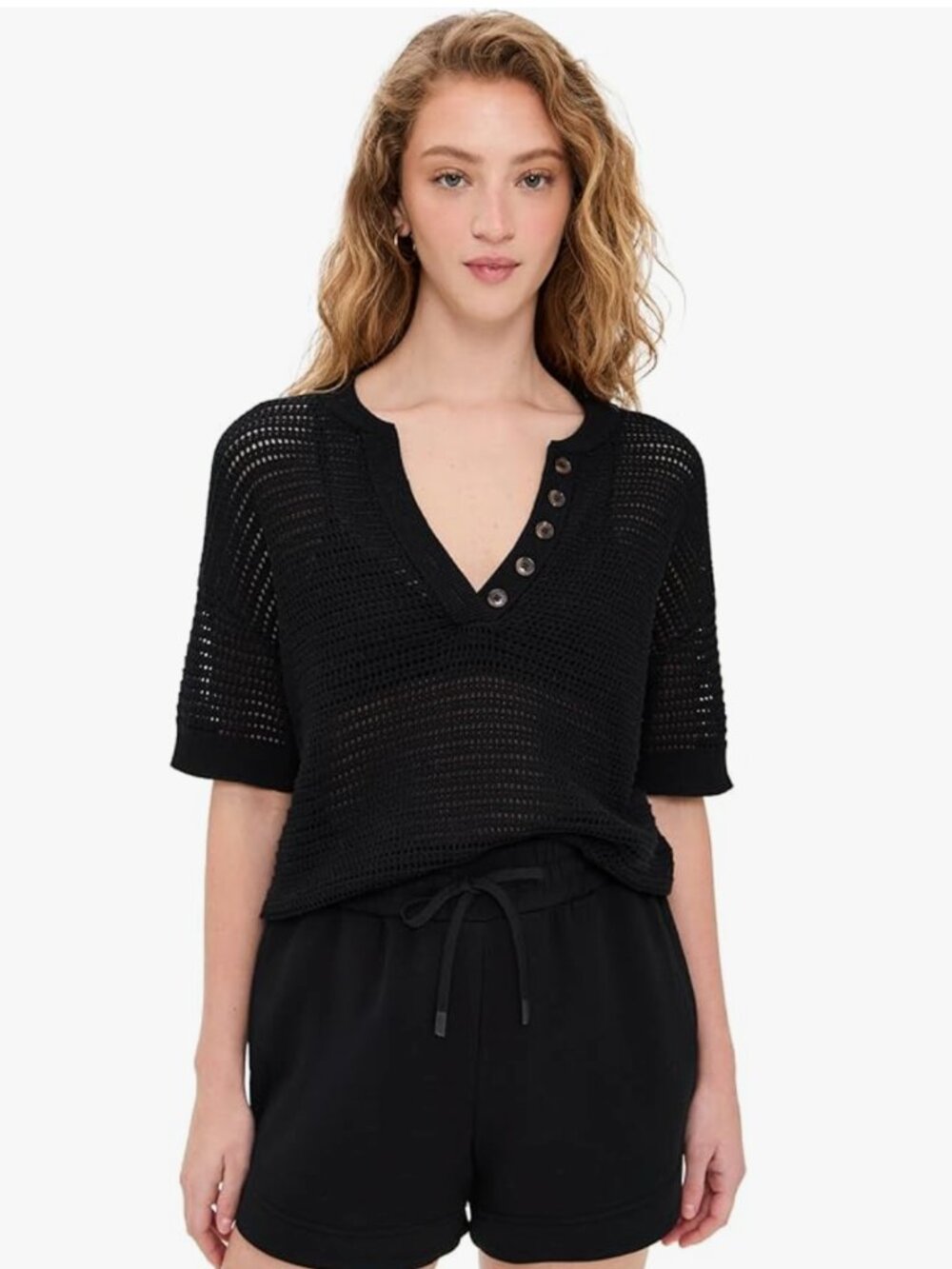 VARLEY - Callie Knit Top - Black - Size Large